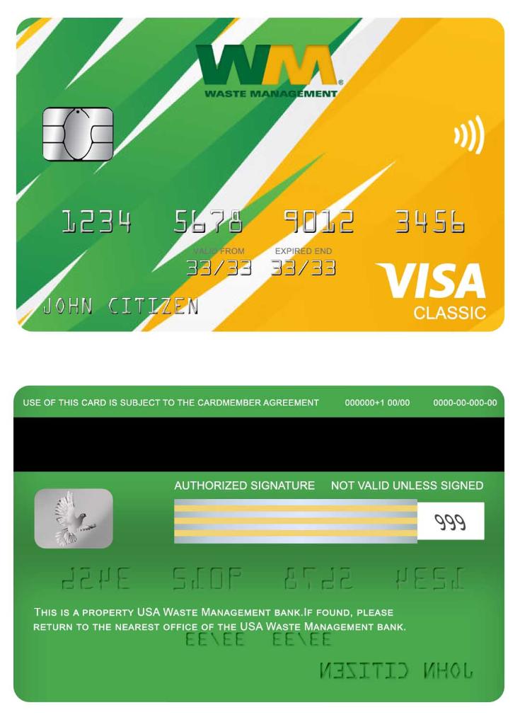 USA Waste Management bank visa classic card